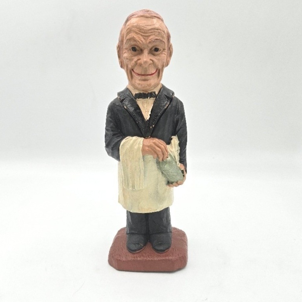 Vintage Syroco Wood Waiter Butler Figural Hidden Corkscrew Wine Opener